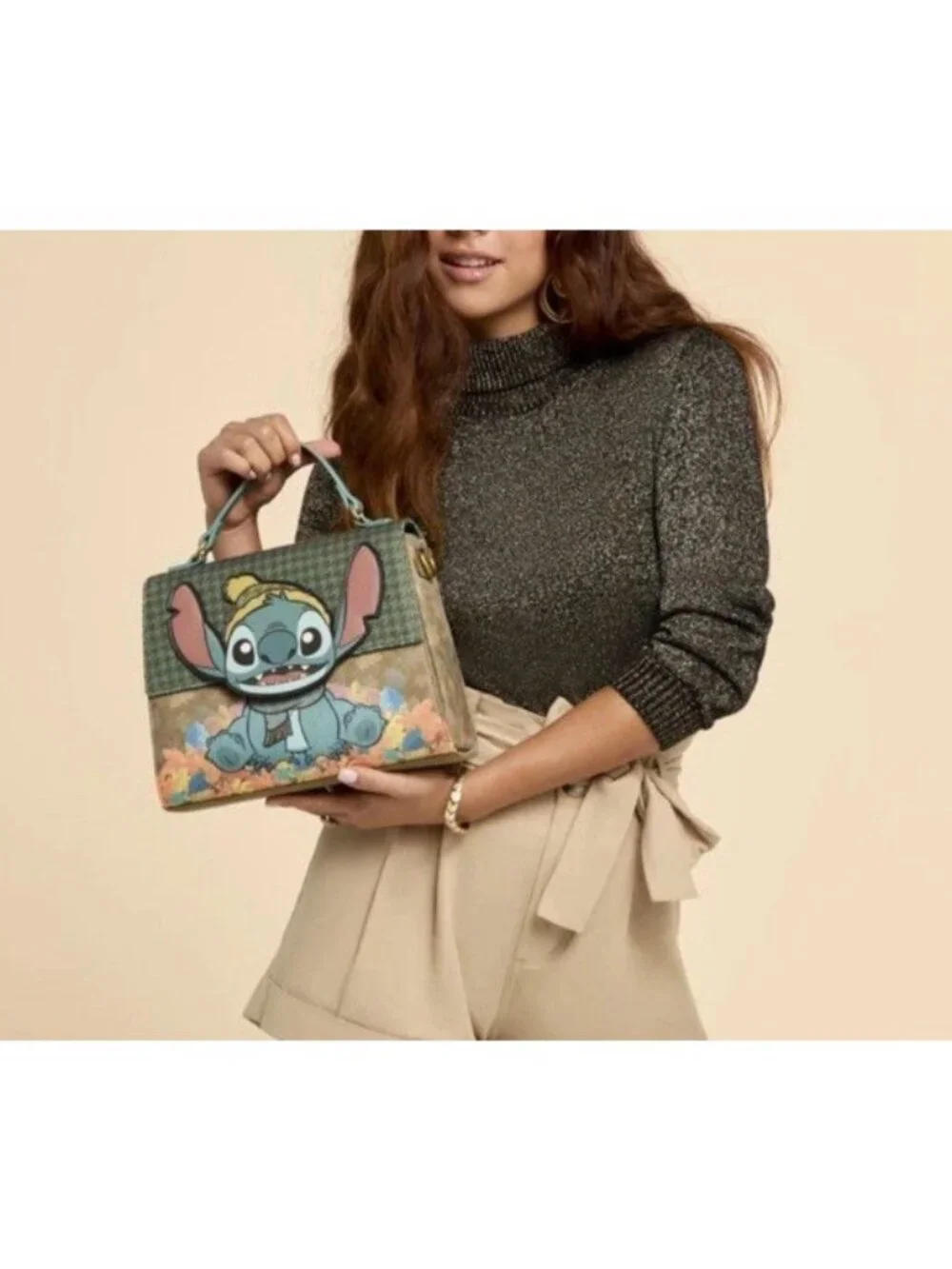 Loungefly Disney Lilo & Stitch Autumn Leaves Houndstooth Crossbody Satchel NWT - Picture 6 of 7